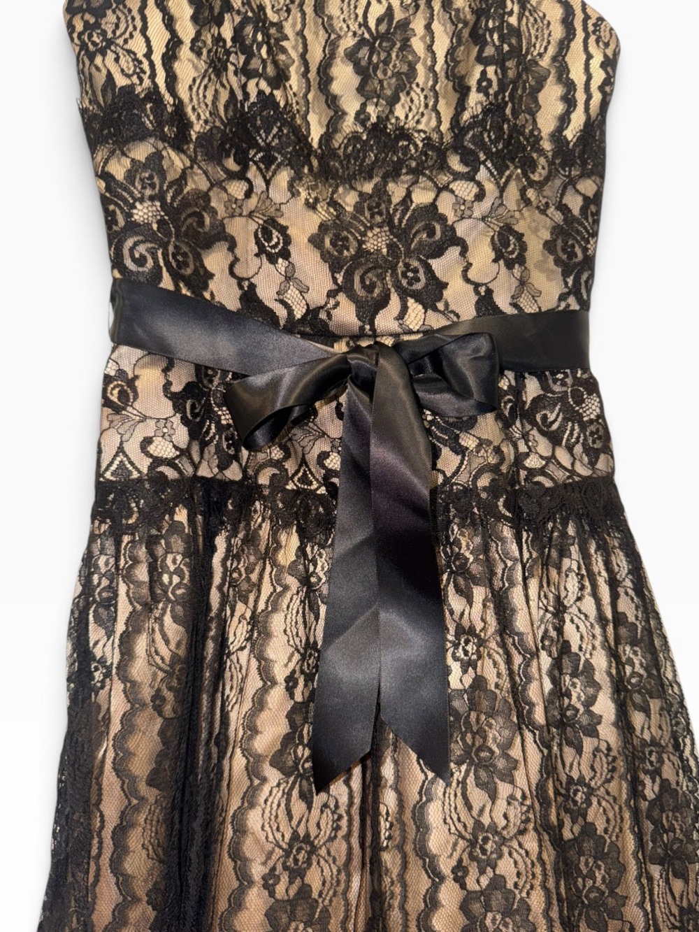 Jessica McClintock Black Lace Mini Dress 4 Y2K Vintage Homecoming 2003 EUC 🟡 - Picture 8 of 14